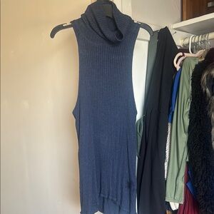 We The Free Navy Ribbed Turtleneck Top